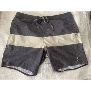 Roark Mens Swim Trunks Board Shorts Gray Yellow Floral 38